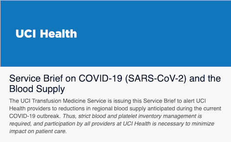 COVID-19 (SARS-CoV-2) and the Blood Supply